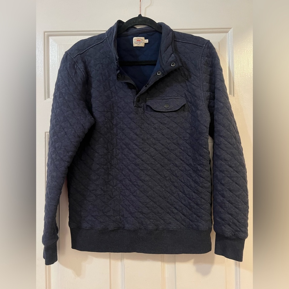 Faherty Epic Quilted Fleece Pullover - Navy Melange - Picture 5 of 6